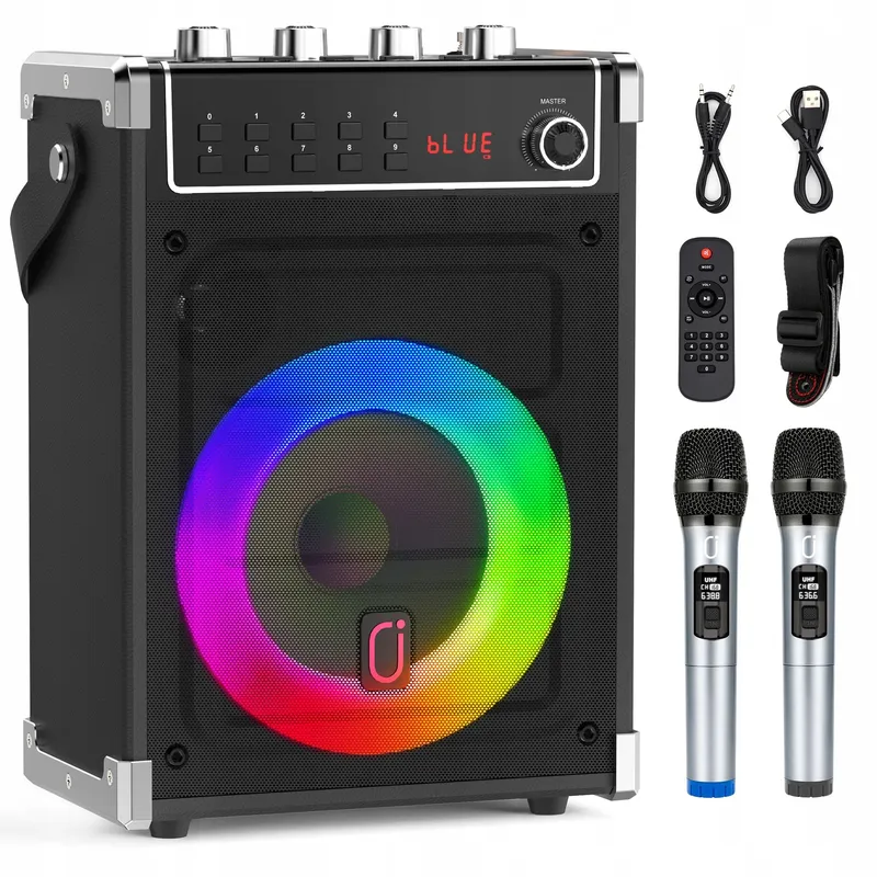 JYX Karaoke Set Bluetooth Speaker LED Draadloze Microfoons PA-Systeem — foto 1