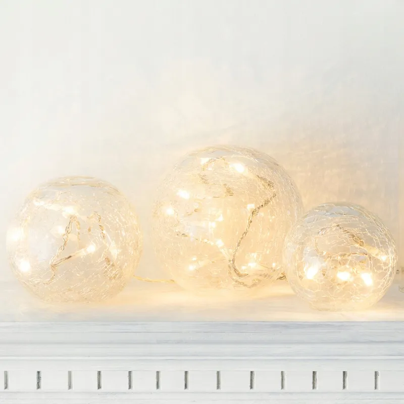 LIGHTS4FUN Glazen Bollen LED Set 3 Stuks — foto 6
