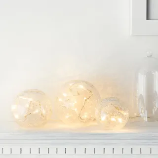 LIGHTS4FUN Glazen Bollen LED Set 3 Stuks — miniatuur 3