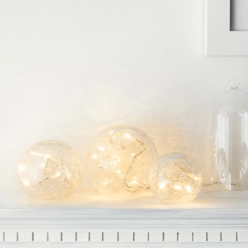 LIGHTS4FUN Glazen Bollen LED Set 3 Stuks — foto 3