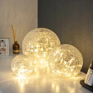 LIGHTS4FUN Glazen Bollen LED Set 3 Stuks — miniatuur 1
