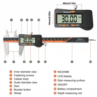 PRECIVA Digitale Schuifmaat 150mm Waterdicht Display — miniatuur 6