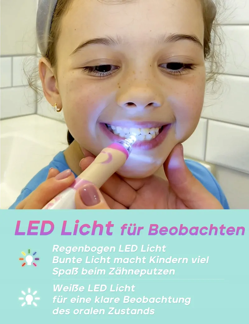 SEAGO SG977 Kindertandenborstel 4 Opzetstukken LED 4 Standen Groen — foto 6