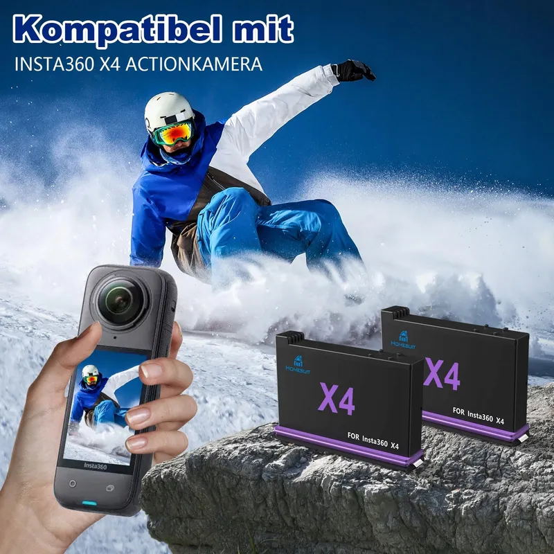 HOMESUIT Insta360 X4 Accu 2500mAh 3-Kanaals USB Lader — foto 2