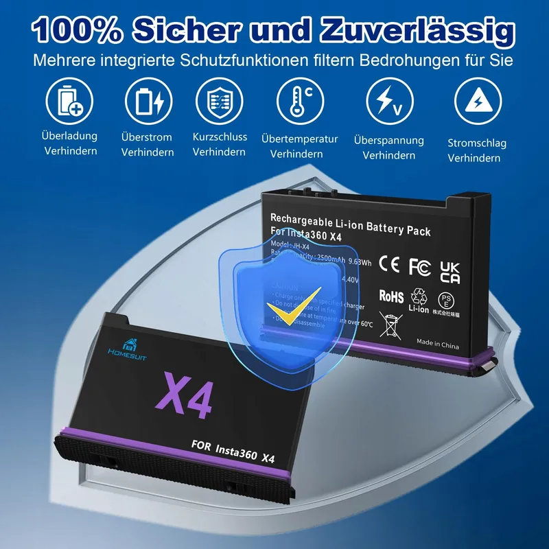 HOMESUIT Insta360 X4 Accu 2500mAh 3-Kanaals USB Lader — foto 4