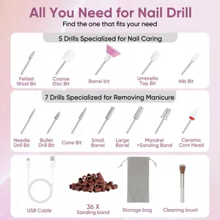 OUKZON Draadloze Nagelfrees 13-in-1 Manicure Pedicure Set — miniatuur 6