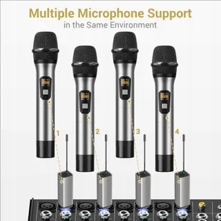 TONOR Draadloze UHF Microfoon Karaoke PA 60m Zilver — miniatuur 7