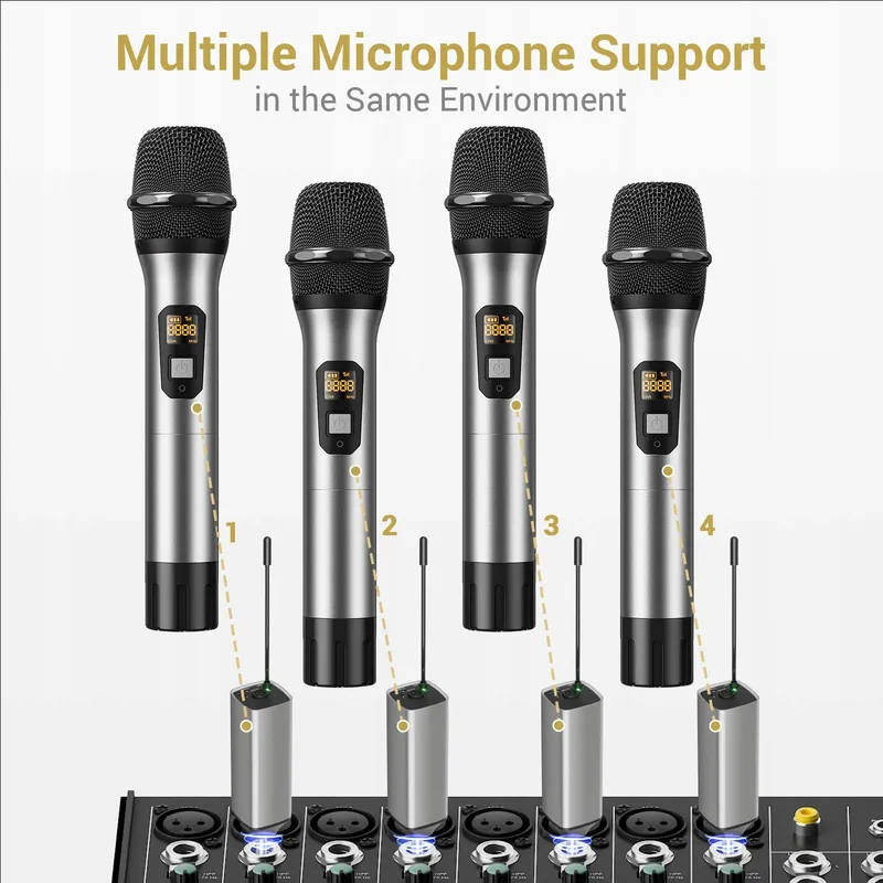 TONOR Draadloze UHF Microfoon Karaoke PA 60m Zilver — foto 7