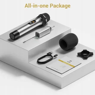 TONOR Draadloze UHF Microfoon Karaoke PA 60m Zilver — miniatuur 9