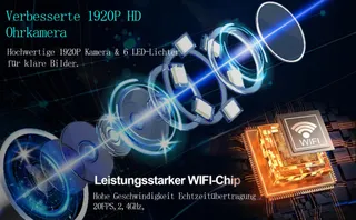 LEBEXY Oorreiniger Camera 1920P WiFi 6 LED Android iOS — miniatuur 3