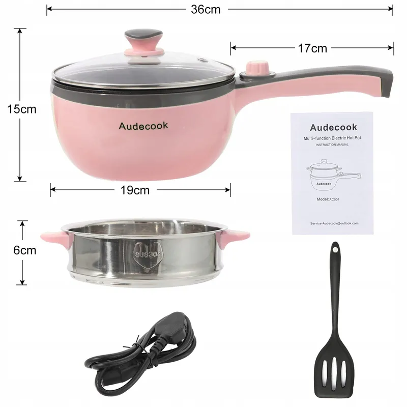 AUDECOOK Elektrische Hotpot 1,5L met Stoomgarer Antiaanbak — foto 6