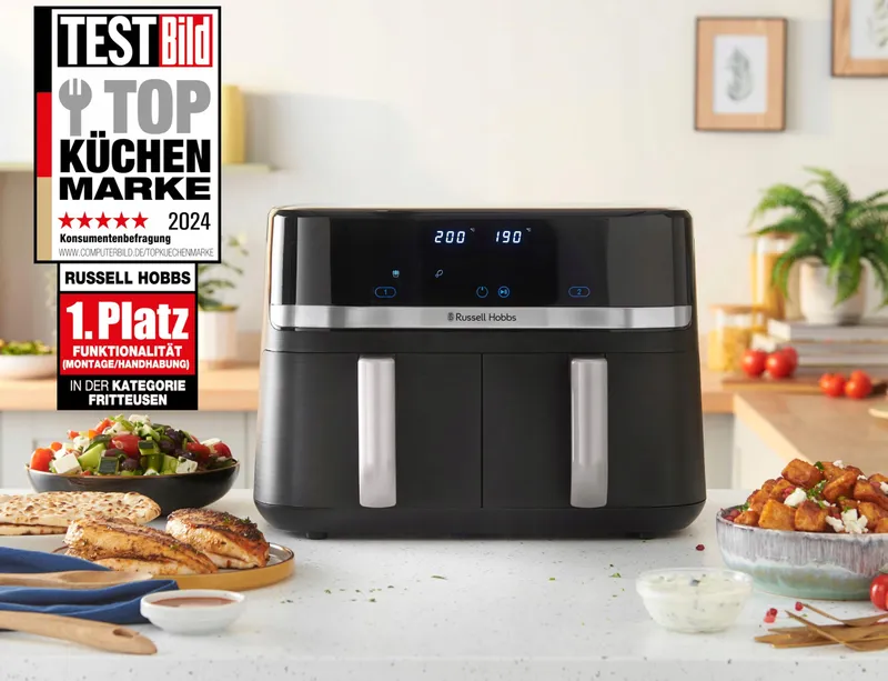 RUSSELL HOBBS SatisFry Dual Airfryer 9L Zwart Zilver — foto 3