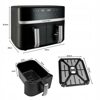 RUSSELL HOBBS SatisFry Dual Airfryer 9L Zwart Zilver — miniatuur 1