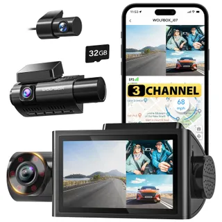 WOLFBOX Dashcam 3-Kanaals 4K WiFi GPS Nachtzicht 512GB — miniatuur 1