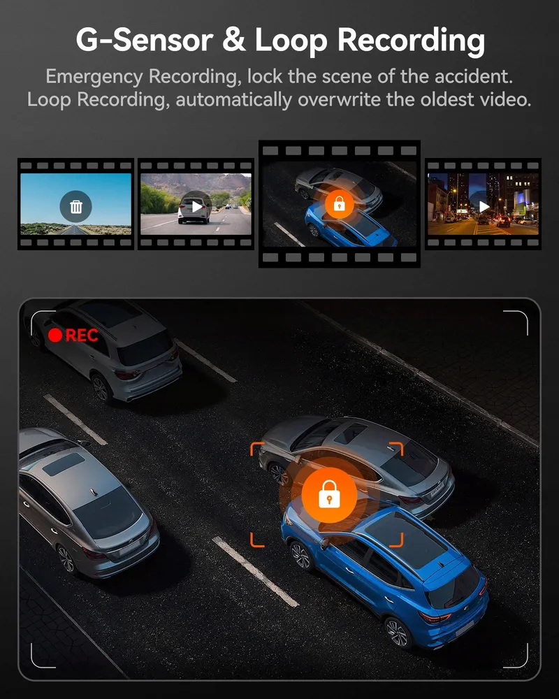 WOLFBOX Dashcam 3-Kanaals 4K WiFi GPS Nachtzicht 512GB — foto 8
