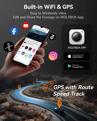 WOLFBOX Dashcam 3-Kanaals 4K WiFi GPS Nachtzicht 512GB — miniatuur 6