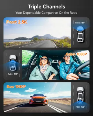 WOLFBOX Dashcam 3-Kanaals 4K WiFi GPS Nachtzicht 512GB — miniatuur 2