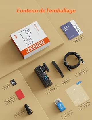 IZEEKER Dashcam 2,5K WiFi 1440P WDR G-Sensor 32GB Nachtmodus