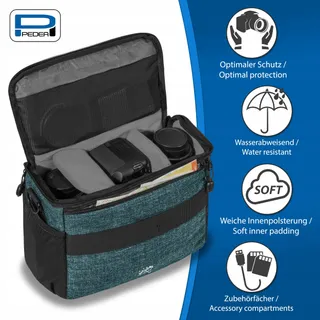 PEDEA Cameratas DSLR SLR Systeemcamera XL Waterdicht Petrol — miniatuur 2