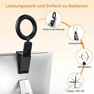 EVERSHOP 5" LED Ringlicht Statief Telefoonhouder 360° Draaibaar — miniatuur 4