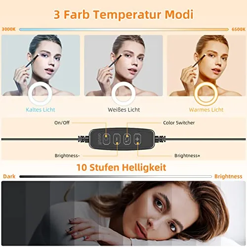 EVERSHOP 5" LED Ringlicht Statief Telefoonhouder 360° Draaibaar — foto 6