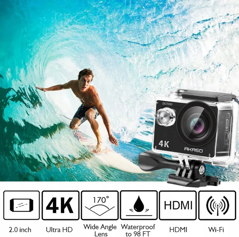 AKASO EK7000 Actiecamera 4K 30FPS 20MP Onderwater WiFi LCD — foto 2