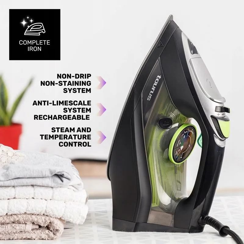TAURUS Stoomstrijkijzer 3000W 200g/min ECO Precisietip Zwart — foto 3