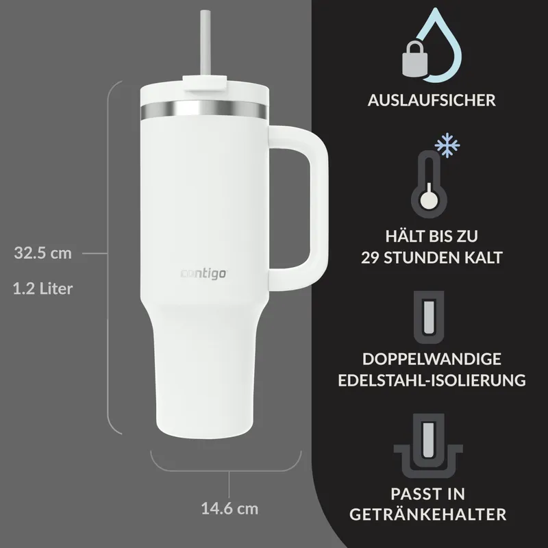 CONTIGO Thermosfles RVS 1200ml met Handvat en Rietje BPA-vrij — foto 2