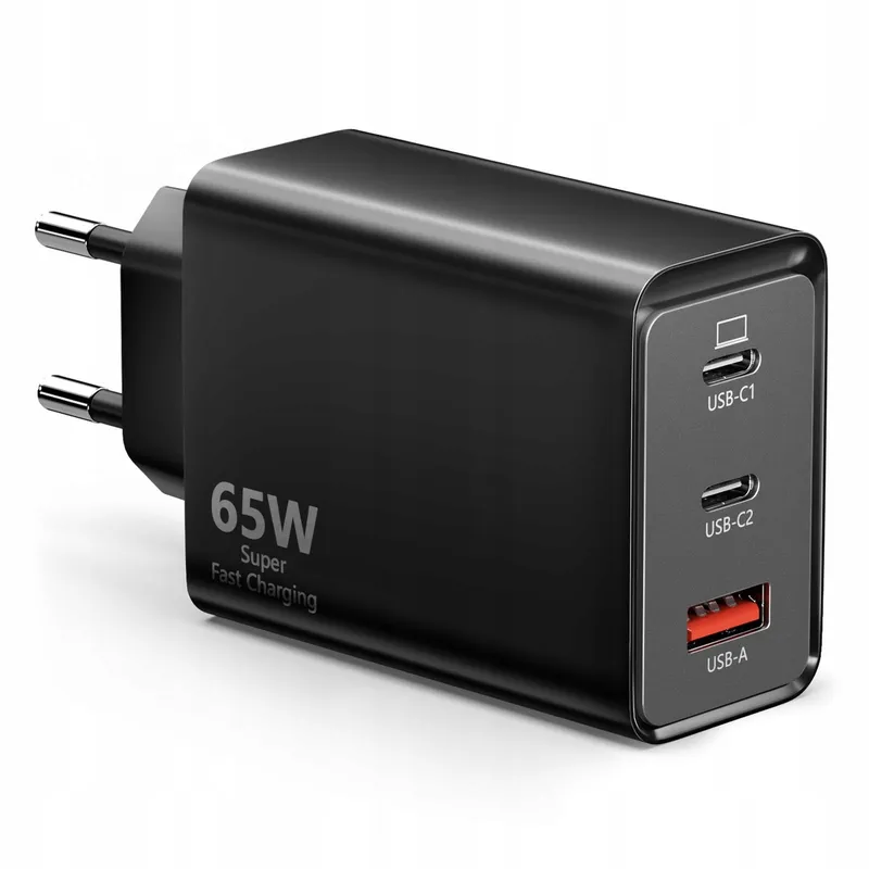 USB C Oplader 65W 3-Poorts 2 USB-C 1 USB-A PPS Snellader — foto 1