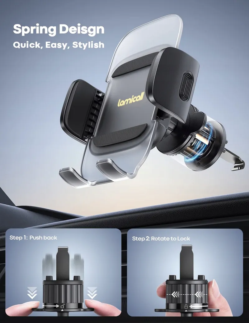LAMICALL Autohouder 360° Ventilatierooster iPhone — foto 2