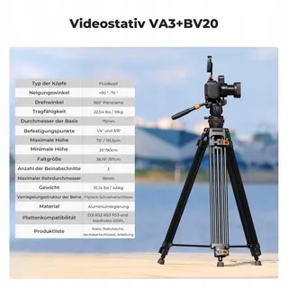 K&F CONCEPT Videostatief 191cm 360° Vloeistofkop DSLR 10kg — miniatuur 2