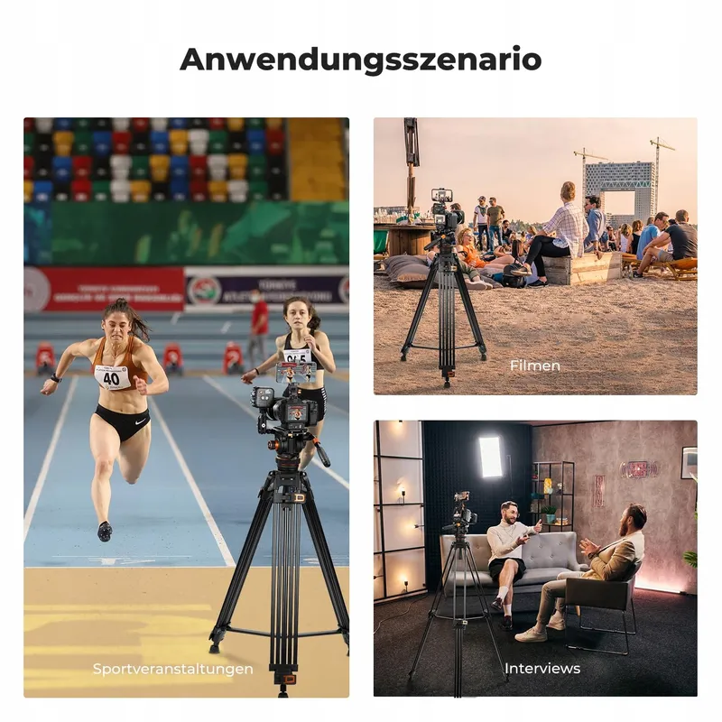 K&F CONCEPT Videostatief 191cm 360° Vloeistofkop DSLR 10kg — foto 9