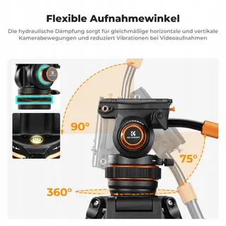 K&F CONCEPT Videostatief 191cm 360° Vloeistofkop DSLR 10kg — miniatuur 7