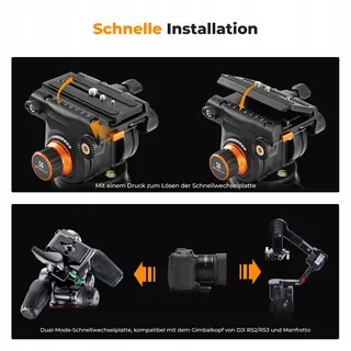 K&F CONCEPT Videostatief 191cm 360° Vloeistofkop DSLR 10kg — miniatuur 5