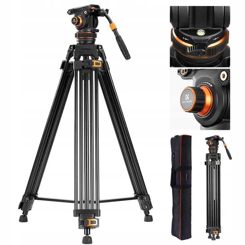 K&F CONCEPT Videostatief 191cm 360° Vloeistofkop DSLR 10kg — foto 1