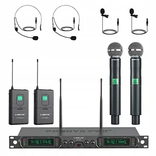 PHENYX PRO 4-Kanaals UHF Draadloos Microfoonsysteem