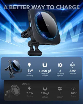 ESR HaloLock Magnetische Autohouder Opladen 15W — miniatuur 2
