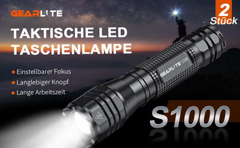GEARLITE LED Zaklamp 4000 Lumen 5 Standen IP65 2-Pack — foto 8