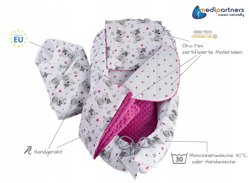 MEDI PARTNERS Babynest Set 100x60x15 100% Katoen — foto 3