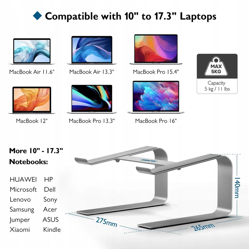 BONTEC Ergonomische Laptopstandaard 10-17 Inch Zilver — foto 3
