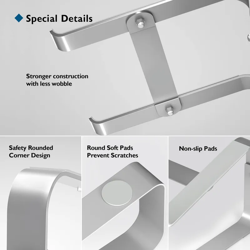 BONTEC Ergonomische Laptopstandaard 10-17 Inch Zilver — foto 7