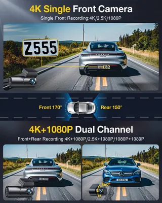 GKU Dashcam 4K Voor Achter WiFi GPS 64GB Nachtzicht — miniatuur 4