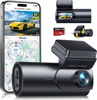 GKU Dashcam 4K Voor Achter WiFi GPS 64GB Nachtzicht — miniatuur 2