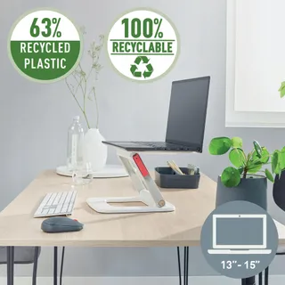 LEITZ Ergo Verstelbare Laptopstandaard 13-15 Inch Compact Wit — miniatuur 2
