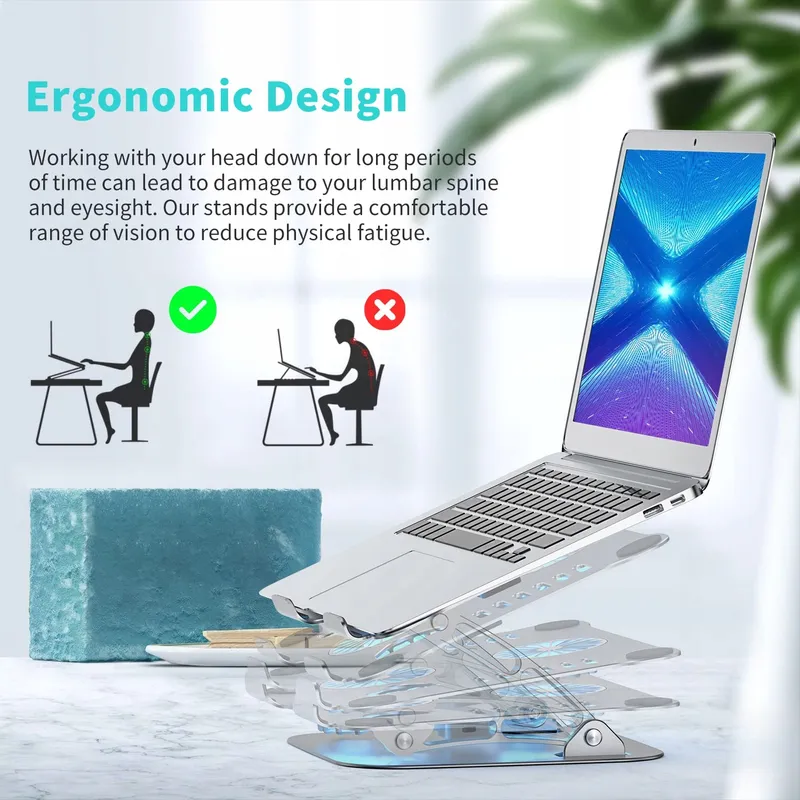 LPUNCD Ergonomische Laptopstandaard RGB Ventilator 10-17 Inch — foto 4