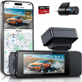 GKU Dashcam 4K 2K Touchscreen GPS WiFi 64GB SD-kaart — miniatuur 1