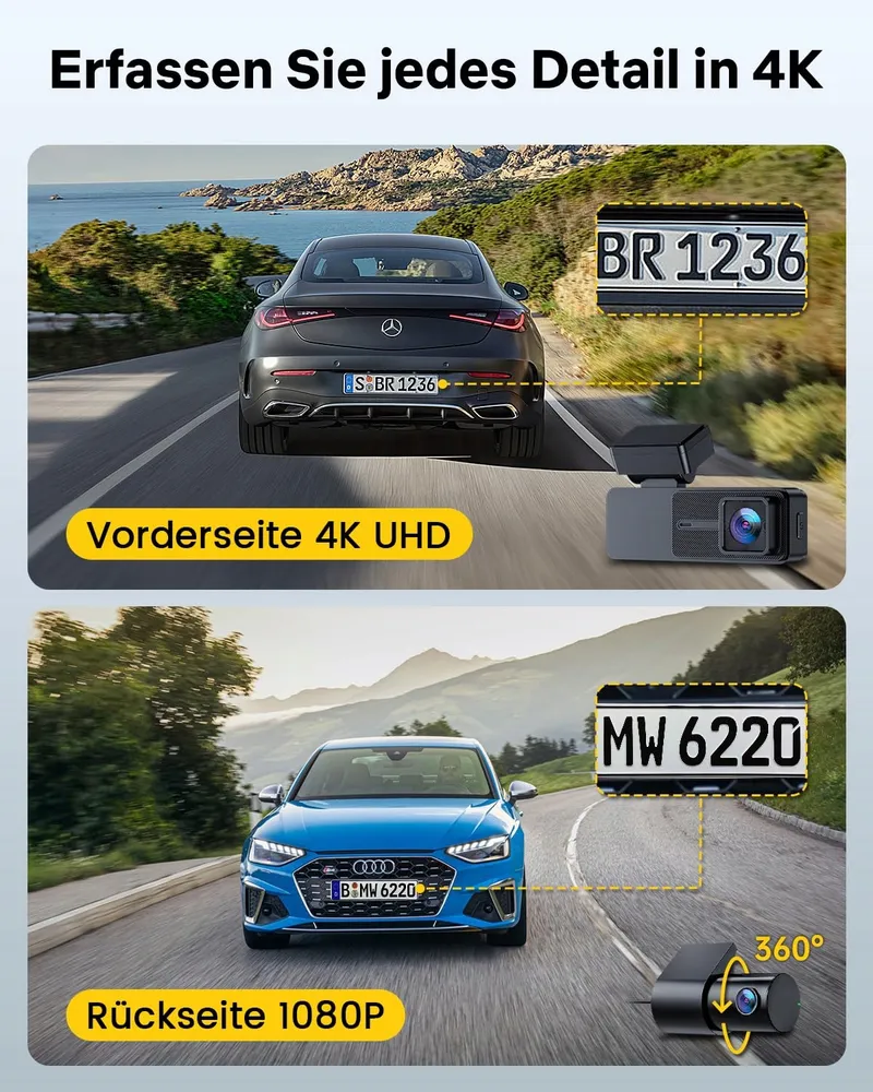 GKU Dashcam 4K 2K Touchscreen GPS WiFi 64GB SD-kaart — foto 2