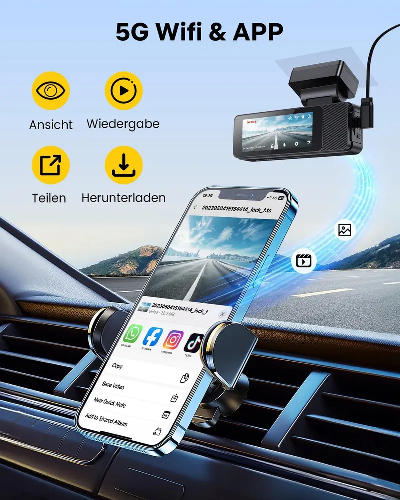 GKU Dashcam 4K 2K Touchscreen GPS WiFi 64GB SD-kaart — foto 6