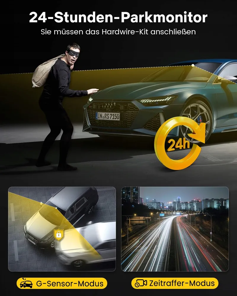 GKU Dashcam 4K 2K Touchscreen GPS WiFi 64GB SD-kaart — foto 8