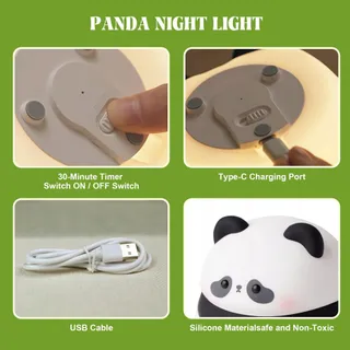 YUANDIAN Panda Nachtlampje Siliconen USB Kinderen Volwassenen — miniatuur 6